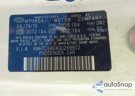 2016 Hyundai Veloster Turbo z USA, uszkodzony, nr VIN KMHTC6AE4GU269912